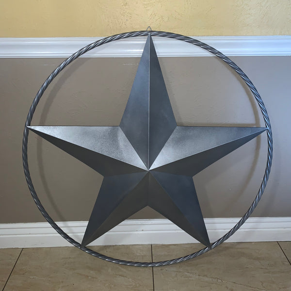 12",16",24",32",34", 36",38",40",48",60",72",96" RUSTIC GREY BARN LONE STAR WITH TWISTED ROPE RING METAL WALL ART WESTERN HOME DECOR VINTAGE RUSTIC CRAFT NEW