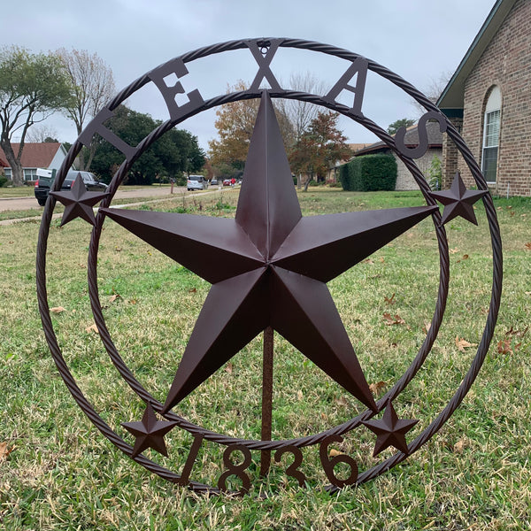 36" TEXAS 1836 BROWN BARN STAR METAL ART WESTERN HOME DECOR VINTAGE RUSTIC CRAFT ART