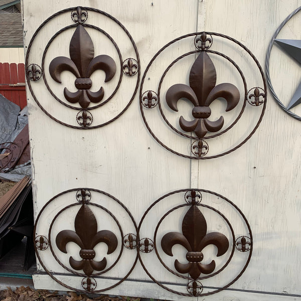 MULTI FLEUR DE LIS METAL WALL ART WESTERN HOME DECOR VINTAGE RUSTIC BROWN ART NEW