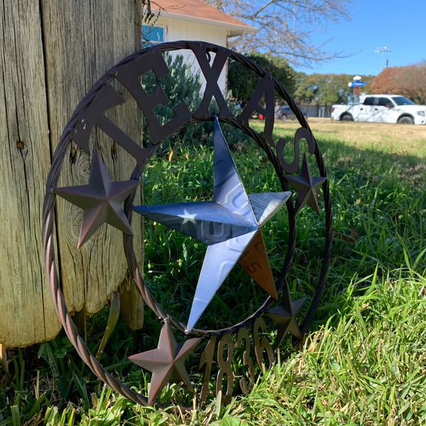 16", 24", 32", 34", 40" TEXAS 1836 LICENSE PLATE FLAG BARN STAR METAL WALL WESTERN HOME DECOR RED WHITE BLUE ART