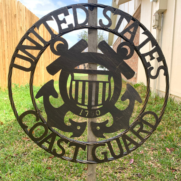 24" USA COAST GUARD MILITARY METAL WALL ART DECOR VINTAGE RUSTIC BRONZE WESTERN HOME DECOR NEW