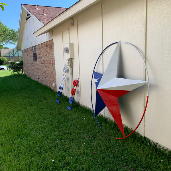 48", 60", 72" RED WHITE BLUE TX FLAG BARN META STAR WITH TEXAS 1836 SIGN WESTERN HOME DECOR METAL ART VINTAGE RUSTIC RED WHITE & BLUE ART