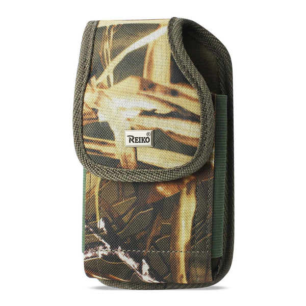 PH02B-AM32 7" REIKO XL MEGA EXTRA LARGE VERTICAL CAMO RUGGED POUCH VELCO CLOSURE  &  BELT LOOP HOLSTER CELL PHONE CASE UNIVERSAL OVERSIZE