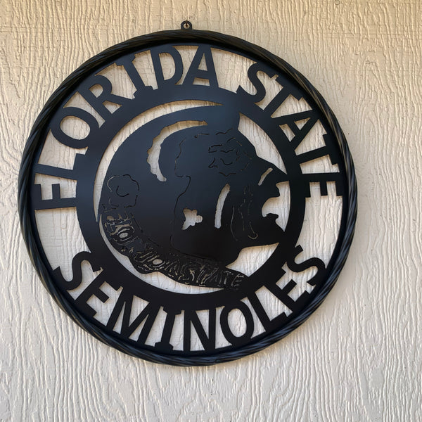 12",18", 24", 32" FSU FLORIDA STATE SEMINOLES INDIAN BLACK METAL CUSTOM VINTAGE CRAFT TEAM SIGN