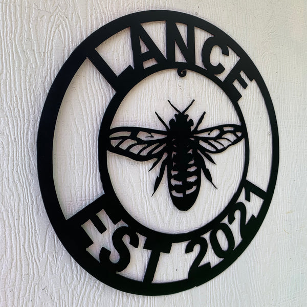 #EH10491 CUSTOM NAME BEE LASERCUT CUSTOM METAL VINTAGE CRAFT SIGN WESTERN HOME DECOR HANDMADE