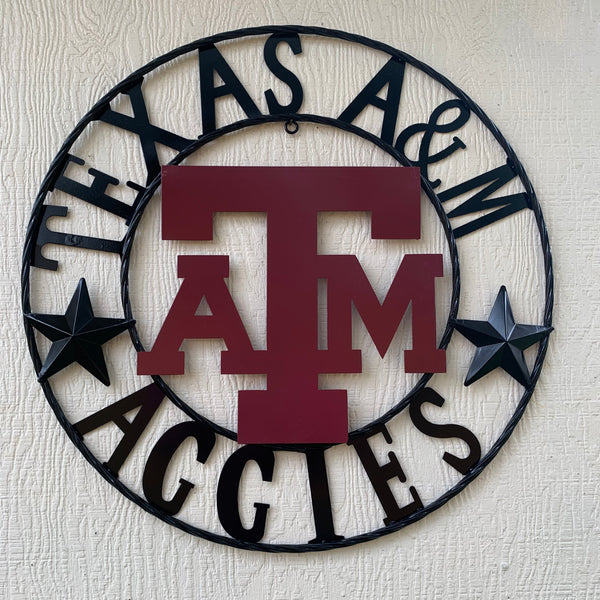 12", 18", 24", 32" TEXAS A&M AGGIES STARS METAL CUSTOM VINTAGE CRAFT WALL ART TEAM SIGN HANDMADE