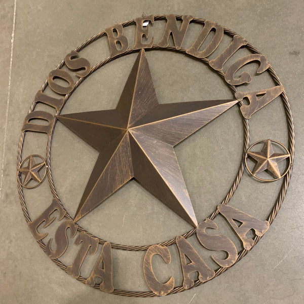 24", 32", 34", 40", 50" DIOS BENDIGA ESTA CASA BARN STAR METAL WALL WESTERN HOME DECOR RUSTIC ART NEW HANDMADE