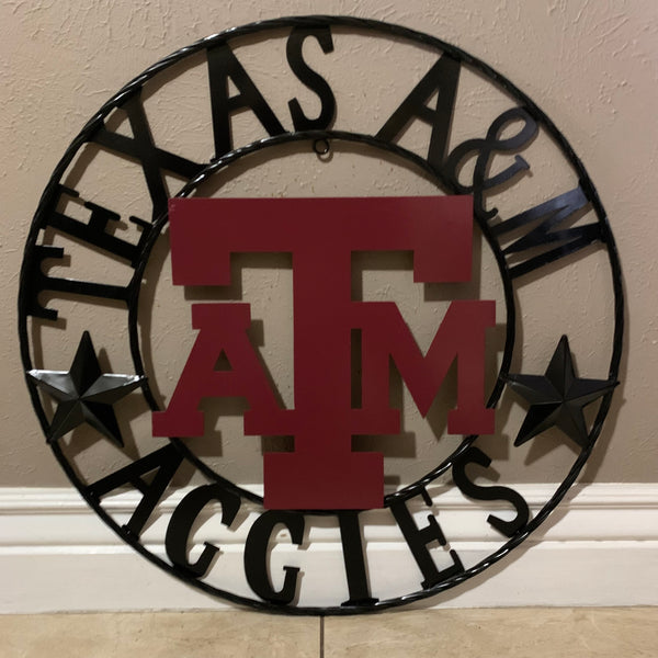 12", 18", 24", 32" TEXAS A&M AGGIES STARS METAL CUSTOM VINTAGE CRAFT WALL ART TEAM SIGN HANDMADE