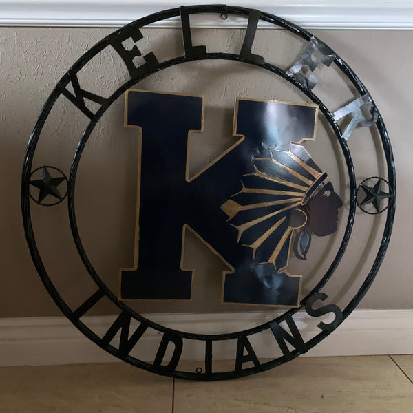 KELLER INDIANS CUSTOM VINTAGE METAL CRAFT WALL ART TEAM SIGN WESTERN HOME DECOR NEW