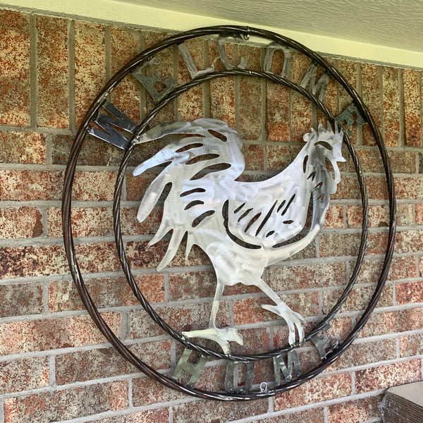 YOUR CUSTOM NAME ROOSTER LASERCUT RAW METAL ART WITH RING DESIGN WESTERN METAL ANIMAL ART HOME WALL DECOR BRAND NEW