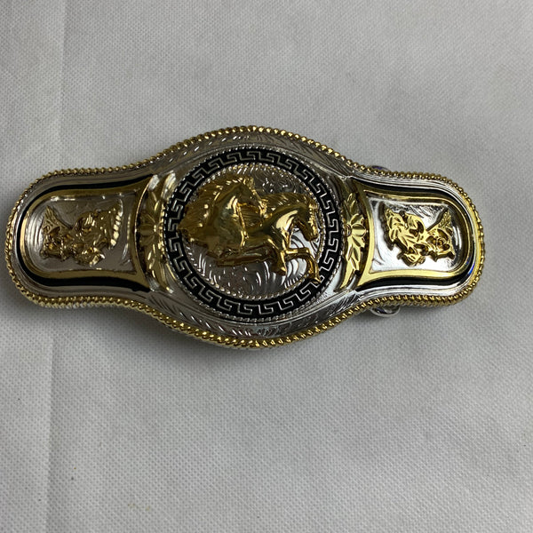 6.5" X 3.5" HORSE BELT BUCKLE GOLD SILVER BLACK WESTERN BUCKLE FASHION ART NEW #EH12271