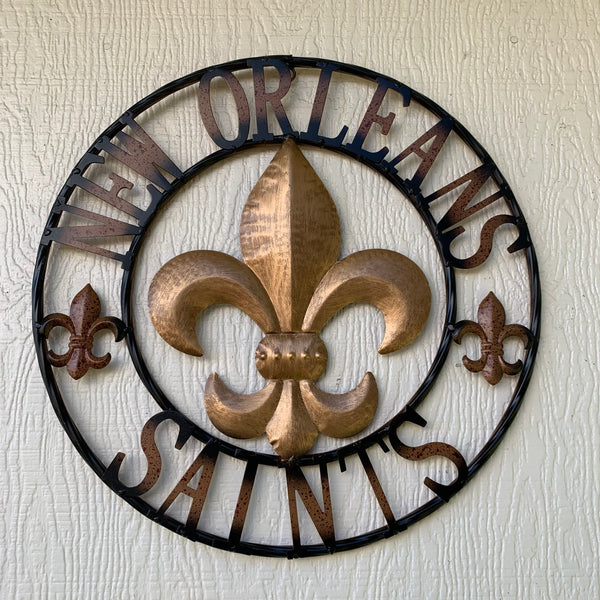 18", 24", 32" NEW ORLEANS SAINTS METAL SIGN WALL ART WESTERN HOME DECOR RUSTIC GOLD & BLACK ART NEW