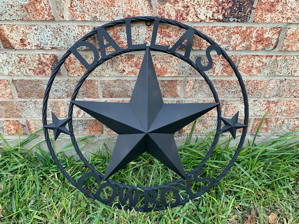 DALLAS COWBOYS RUSTIC BLACK BARN STAR CUSTOM METAL VINTAGE LONE STAR WESTERN HOME DECOR HANDMADE #EH12204