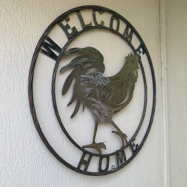 YOUR CUSTOM NAME ROOSTER LASERCUT RAW METAL ART WITH RING DESIGN WESTERN METAL ANIMAL ART HOME WALL DECOR BRAND NEW