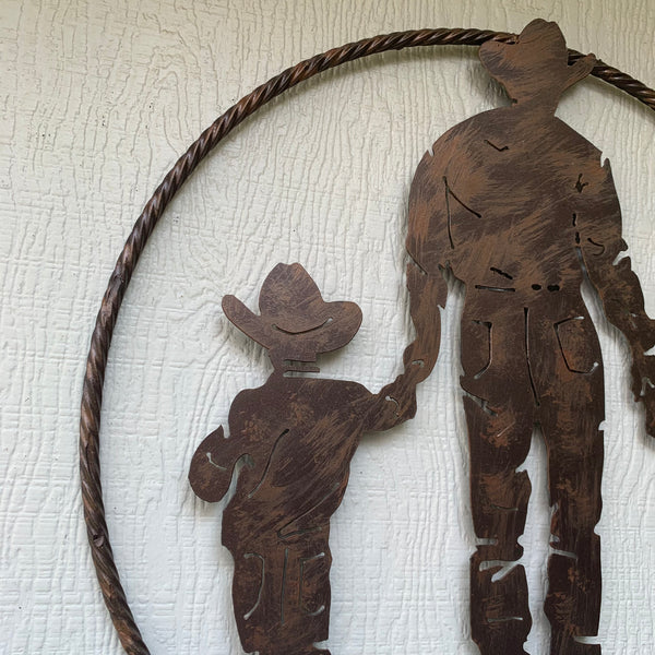 18",24" FATHER & 2 SON LASER CUT METAL WALL ART CUSTOM VINTAGE CRAFT RUSTIC BRONZE COPPER HAND MADE