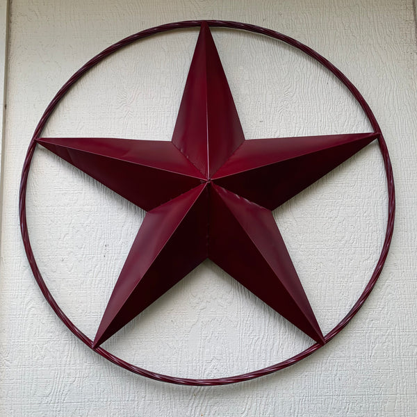 CRANBERRY BURGUNDY STAR RED STAR BARN METAL LONESTAR TWISTED ROPE RING WALL ART WESTERN HOME DECOR BRAND NEW