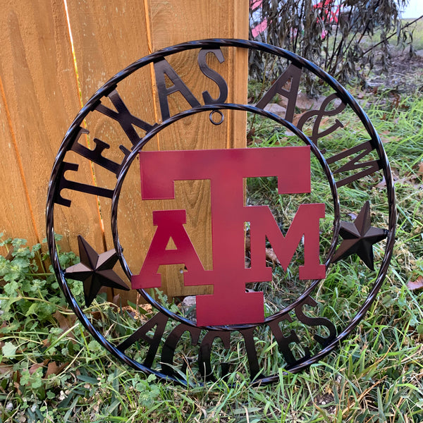 TEXAS A&M WITH STARS CUSTOM METAL VINTAGE CRAFT SIGN WALL ART TEAM SIGN HANDMADE