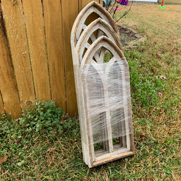 28",32",36" CATHEDRAL WINDOW WOOD 3PCS SET WESTERN HOME DECOR HANDMADE CRAFT NEW #EH11560