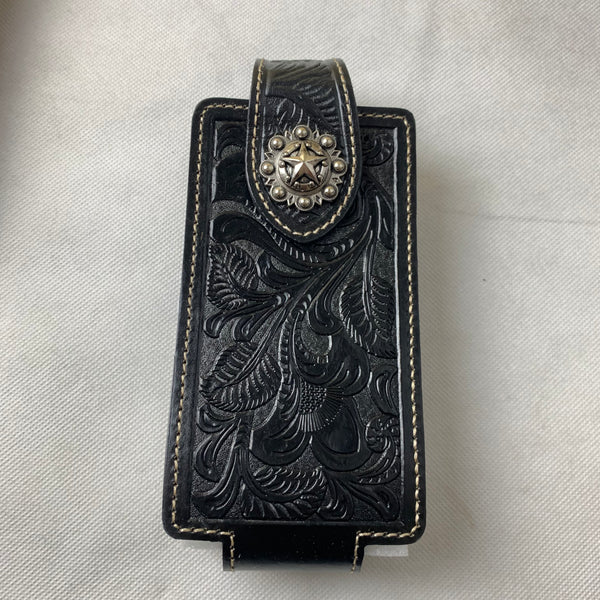 #WS341F 7" LONE STAR BLACK LEATHER POUCH EXTRA LARGE  BELT LOOP HOLSTER CELL PHONE CASE UNIVERSAL OVERSIZE--FREE SHIPPING