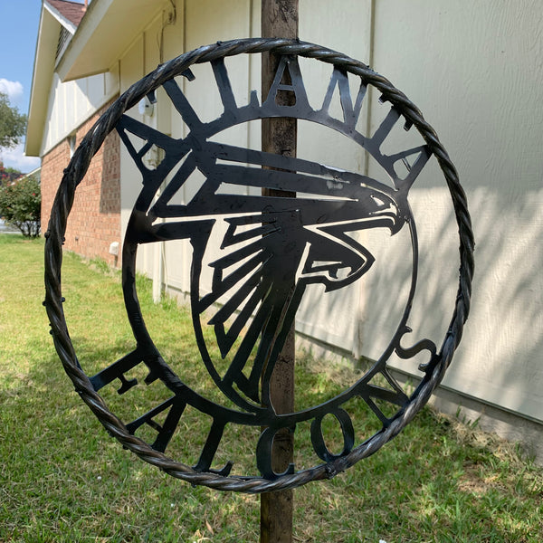18", 24", 32", 36" ATLANTA FALCONS CUSTOM RAW METAL VINTAGE CRAFT TEAM SIGN HANDMADE