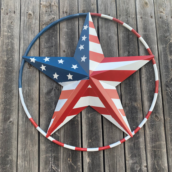 PEACE STAR SIGN METAL RED WHT BLUE STAR WESTERN HOME DECOR HANDMADE 12",16",24",32"36",38",40",48"