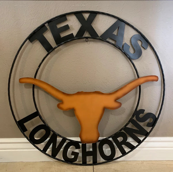 TEXAS LONGHORNS CUSTOM METAL VINTAGE CRAFT TEAM SIGN WESTERN HOME DECOR HANDMADE #EH90072