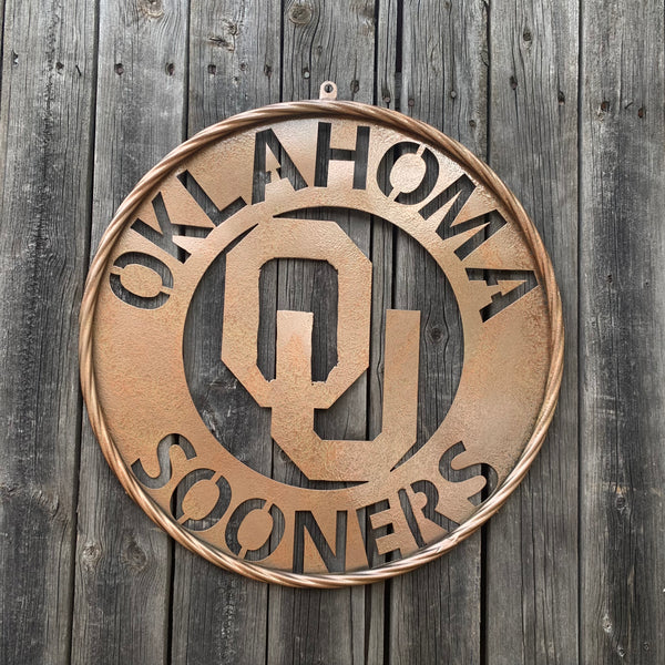 12",18",24",32" OU SOONERS HAMMERED COPPER CUSTOM METAL VINTAGE CRAFT TEAM SIGN HANDMADE CRAFT