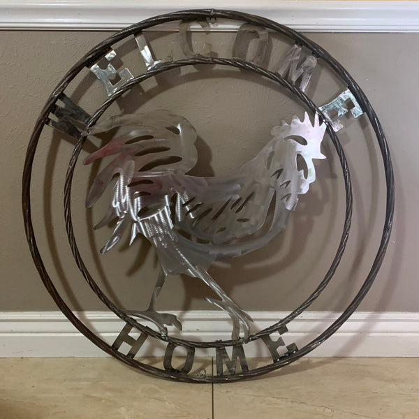 YOUR CUSTOM NAME ROOSTER LASERCUT RAW METAL ART WITH RING DESIGN WESTERN METAL ANIMAL ART HOME WALL DECOR BRAND NEW