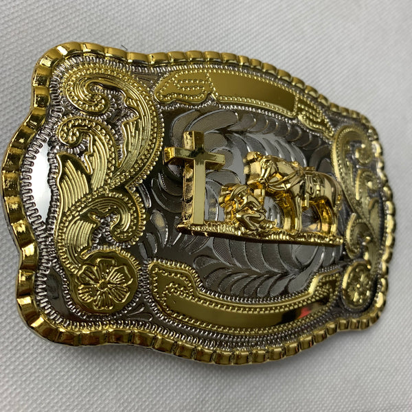 ITEM# WS  5" X 4" COWBOYS CHURCH BELT BUCKLE WESTERN FASHION ART Item#3291-15-S RED_WS BRAND NEW