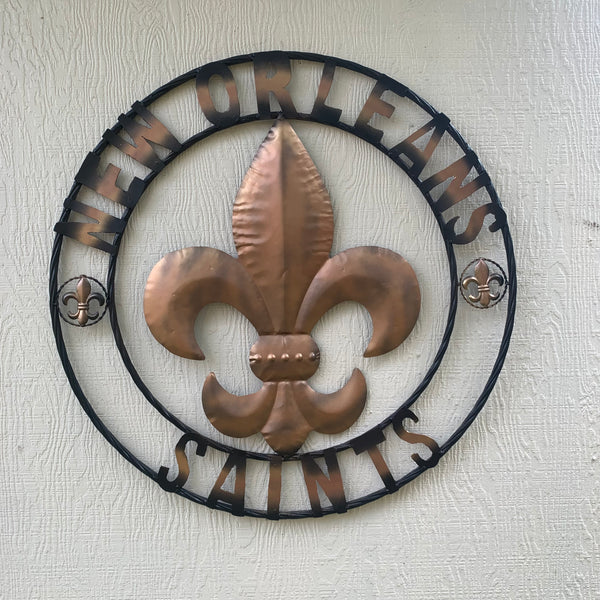 18", 24", 32" NEW ORLEANS SAINTS METAL SIGN WALL ART WESTERN HOME DECOR RUSTIC GOLD & BLACK ART NEW