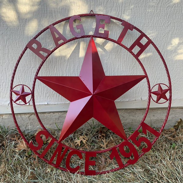 PHILLIPS STYLE YOUR CUSTOM STAR METAL NAME RUSTIC BURGUNDY RED PHILLIPS CUSTOM 3d STAR METAL NAME BARN STAR TWISTED ROPE RING DESIGN METAL WALL ART HOME DECOR ANY SIZE