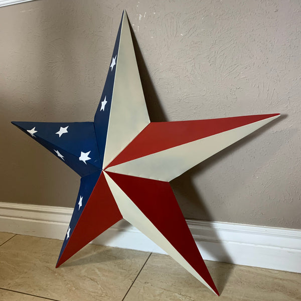 12",16",24",30",36" USA AMERICAN FLAG STAR STYLE #1 RED WHITE & BLUE METAL BARN STAR WALL ART HANDMADE STYLE# 1