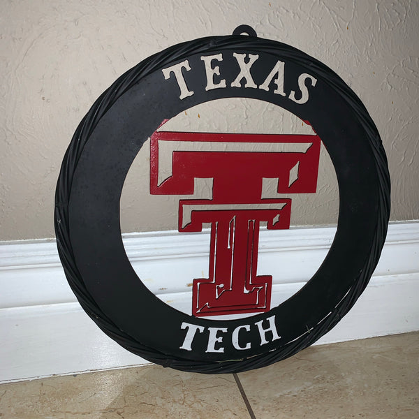 12", 18", 24", 32" TEXAS TECH WIDE BAND RING RED & BLACK CUSTOM METAL VINTAGE CRAFT TEAM SIGN