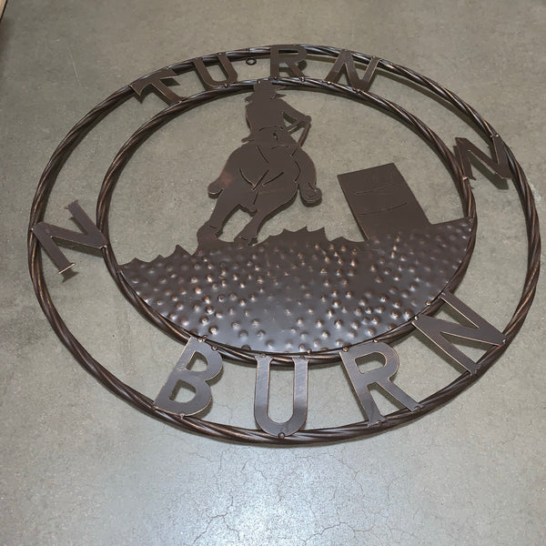 24" TURN N BURN COWBOY METAL WALL ART WESTERN HOME DECOR B15006