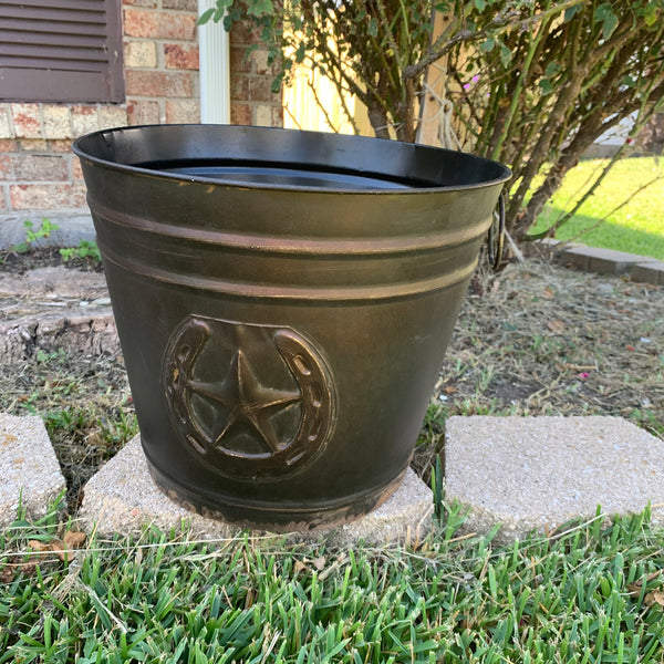 #RA3362 ROUND 12.5" HORSESHOE STAR TUB WESTERN HOME DECOR METAL ART--BRAND NEW