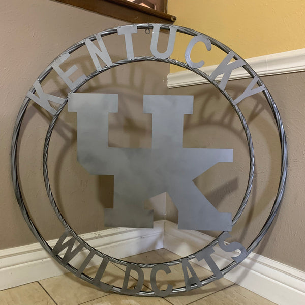 12", 18", 24", 32" KENTUCKY WILDCATS CUSTOM SILVER GREY METAL VINTAGE CRAFT SIGN HANDMADE