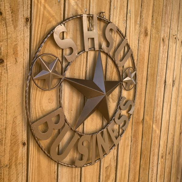 24",32" SHSU SAM HOUSTON BEARKATS BUSINESS RUSTIC BRONZE COPPER METAL CUSTOM VINTAGE CRAFT RUSTIC BLACK TEAM STAR HANDMADE