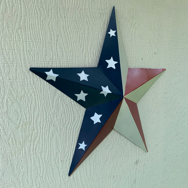 12",16",24",30",36" USA AMERICAN FLAG STAR STYLE #1 RED WHITE & BLUE METAL BARN STAR WALL ART HANDMADE STYLE# 1