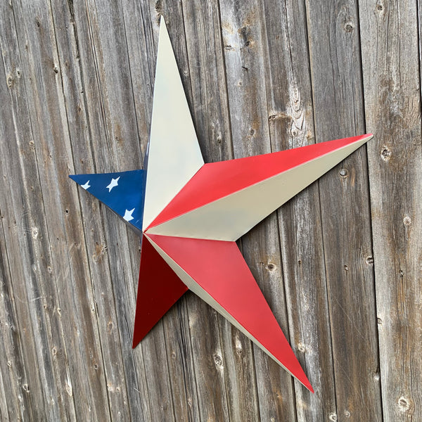 12",16",24",30",36" USA AMERICAN FLAG STAR STYLE #1 RED WHITE & BLUE METAL BARN STAR WALL ART HANDMADE STYLE# 1