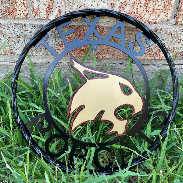 12" TEXAS BOBCATS CUSTOM METAL VINTAGE CRAFT SIGN TEAM WESTERN HOME DECOR HANDMADE