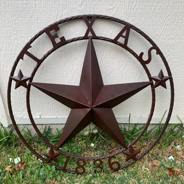 36" TEXAS 1836 BROWN BARN STAR METAL ART WESTERN HOME DECOR VINTAGE RUSTIC CRAFT ART