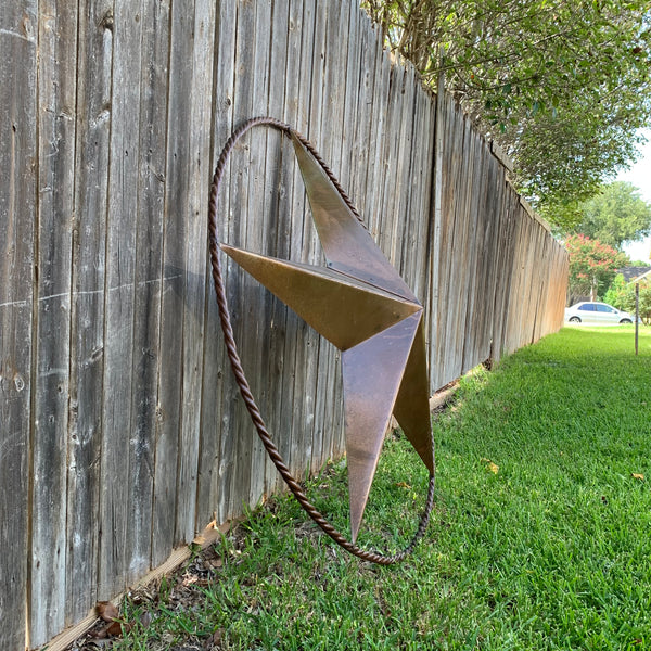 #EH10507 TEXAS GIANT 8,6,5,4 FOOT NATURAL RUSTIC SEALED UNPAINTED LARGE OVERSIZE METAL LONESTAR GENUINE RUST PATINA LONE STAR TWISTED ROPE RING 4,5,6,8 FOOT
