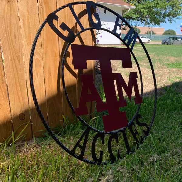 GIGEM AGGIES METAL CUSTOM VINTAGE CRAFT TEAM SIGN HANDMADE