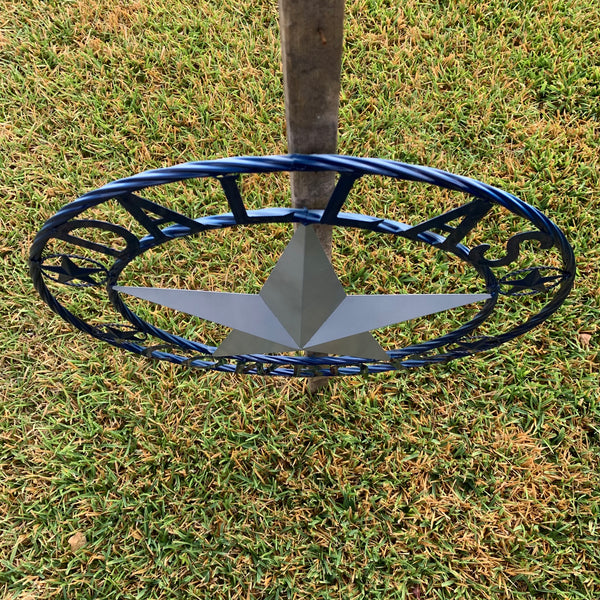 DALLAS COWBOYS SILVER & NAVY BLUE BARN STAR CUSTOM METAL VINTAGE LONE STAR WESTERN HOME DECOR HANDMADE 24",32",36",40",42",44",46",48",50"