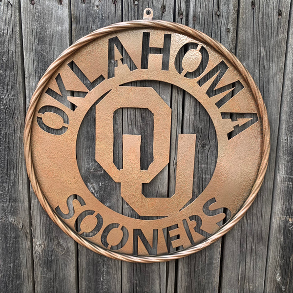 12",18",24",32" OU SOONERS HAMMERED COPPER CUSTOM METAL VINTAGE CRAFT TEAM SIGN HANDMADE CRAFT