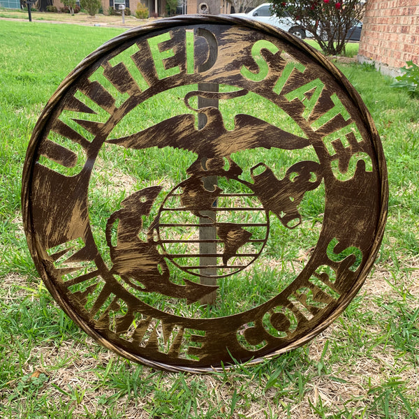 #EH10085 18",24",32" US MARINE CORPS MILITARY LASERCUT METAL PATRIOTIC WALL ART WESTERN HOME DECOR HANDMADE RUSTIC BRONZE COPPER