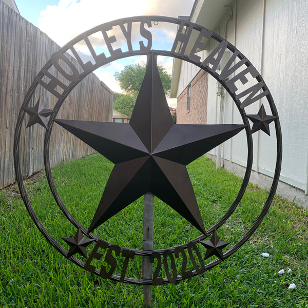 KOLET FAMILY STYLE YOUR CUSTOM FAMILY NAME STAR METAL BARN STAR ROPE RING KOLET FAMILY WESTERN HOME DECOR VINTAGE RUSTIC BROWN NEW HANDMADE 24",32",34",36",40",42",44",46",50"
