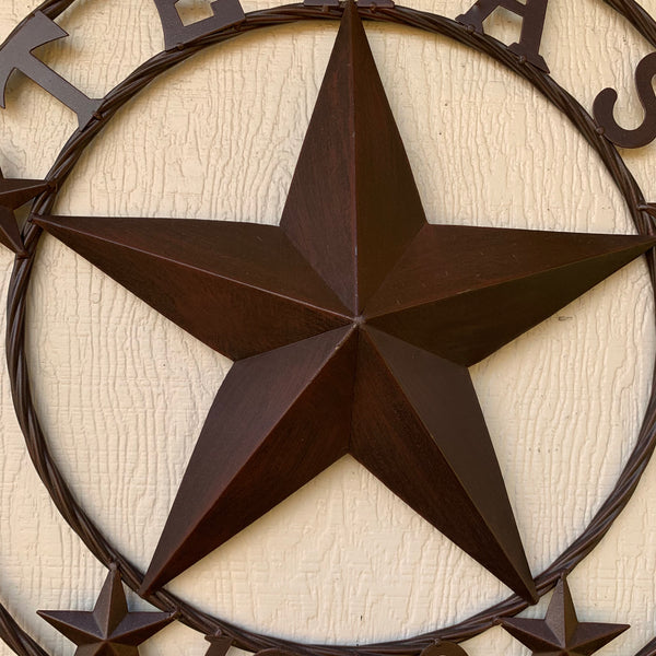 24", 32",36",40" TEXAS 1836 RUSTIC BROWN BARN STAR METAL WALL WESTERN HOME DECOR HANDMADE