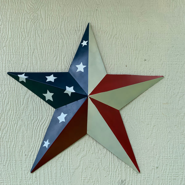 12",16",24",30",36" USA AMERICAN FLAG STAR STYLE #1 RED WHITE & BLUE METAL BARN STAR WALL ART HANDMADE STYLE# 1