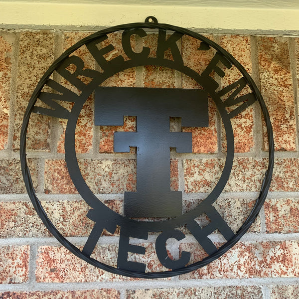 12",18",24",32",36" WRECKEM TEXAS TECH SOLID PLAIN T CUSTOM VINTAGE CRAFT METAL TEAM SIGN HANDMADE